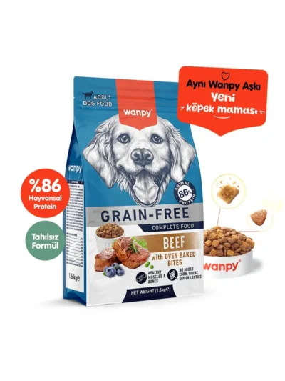 Wanpy Tahılsız Sığır Etli Yetişkin Köpek Maması 1,5 kg