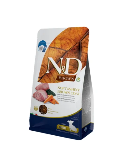 N&D Brown Kuzu Eti Spirulina ve Havuçlu Yavru Köpek Maması 1,5Kg
