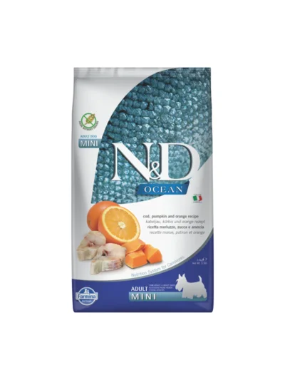 N&D Ocean Mini Adult Morina Balıklı Portakallı Balkabaklı Yetişkin Köpek Maması 2,5 Kg