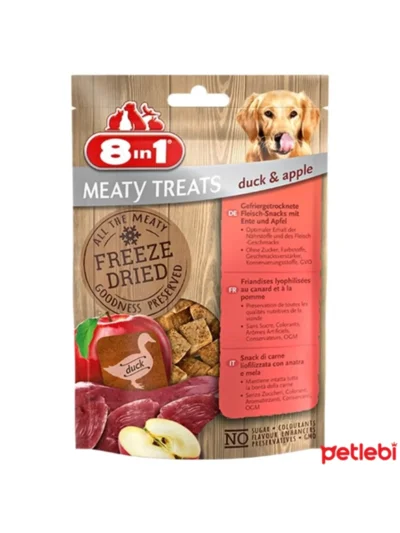 8 in 1 Freeze Drie Ördekli & Elmalı  Köpek Ödülü 50 Gr