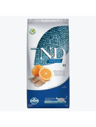 N&D Ocean Ringa Balıklı Portakallı Yetişkin Kedi Maması 10 KG