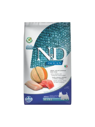 N&D Ocean Morina Balıklı Bal Kabaklı ve Kavunlu Mini Irk Tahılsız Yetişkin Köpek Maması 2,5 kg