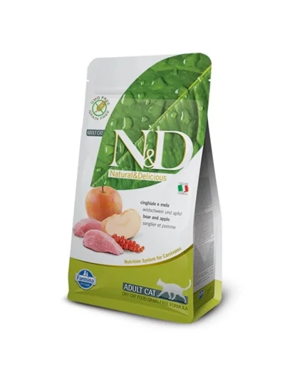 N&D Tahılsız Yaban Domuzu Etli ve Elmalı Yetişkin Kedi Maması 1,5Kg