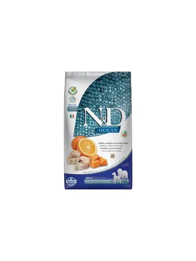 N&D Ocean Balkabaklı Morina Balıklı Medium & Maxi Tahılsız Orta ve Büyük Irk Köpek Maması 2,5 Kg