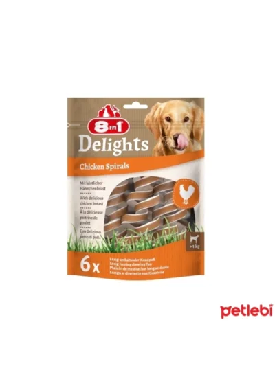 8in1 Smart Delights Chicken Spirals Tavuklu Burgu Köpek Ödülü 6lı