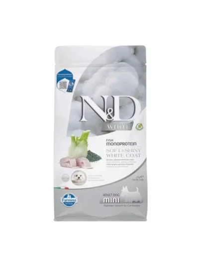 N&D White Levrek Rezene ve Spirulina Mini Küçük Irk Beyaz Yetişkin Köpek Maması 2Kg