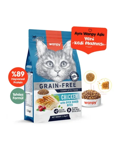 Wanpy Tahılsız Tavuklu Yetişkin Kedi Maması 1,5 kg