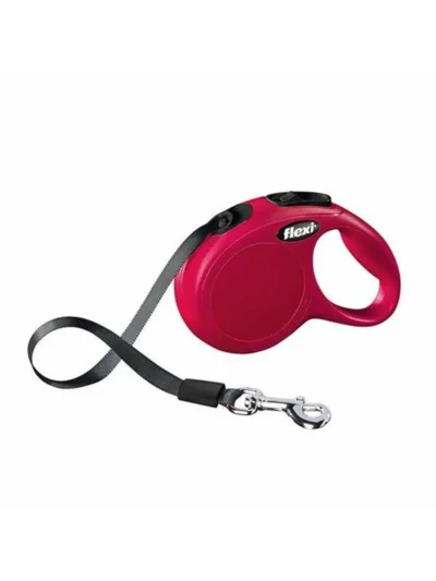 Flexi New Classic Otomatik Şerit Köpek Gezdirme Tasma XS Kırmızı 3 MT