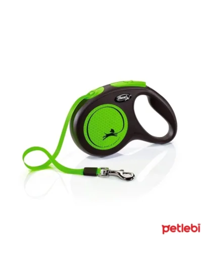 Flexi Neon Otomatik Şerit Tasma Medium 5 Mt Yeşil