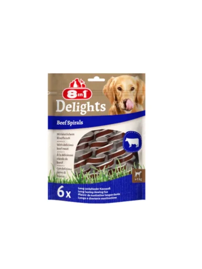 8in1 Smart Delights Beef Spirals Biftekli Burgu Köpek Ödülü 6lı