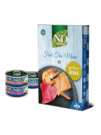 N&D Fish Trio Menu Balıklı Yetişkin Kedi Konservesi 70gr (6 AL 5 ÖDE)
