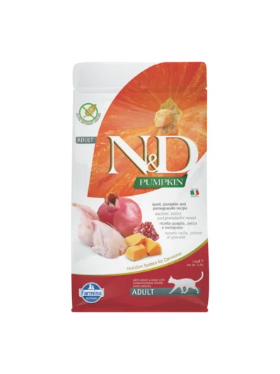 N&D Pumpkin Bıldırcın Etli Bal Kabaklı ve Narlı Tahılsız Yetişkin Kedi Maması 1,5kg