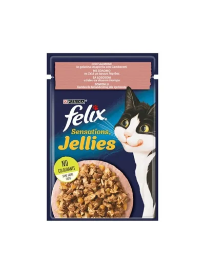 Felix Sensations Taze Jöle İçerisinde Karides ve Somonlu Yetişkin Konserve Kedi Maması 85Gr