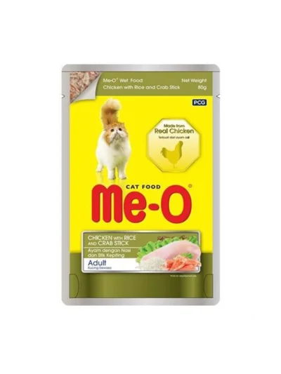 Me-O Tavuklu Pirinçli ve Yengeçli Yetişkin Kedi Konservesi 80gr