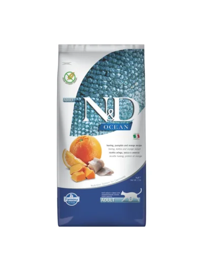 N&D Ocean Pumpkin Ringa Balıklı Bal Kabaklı ve Portakallı Tahılsız Yetişkin Kedi Maması 5kg