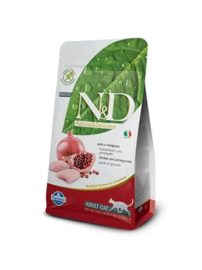 N&D Tahılsız Tavuk Etli ve Narlı Yetişkin Kedi Maması 1,5 Kg