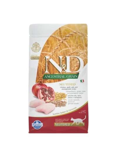 N&D Ancestral Grain Tavuklu ve Narlı Az Tahıllı Kısırlaştırılmış Kedi Maması 1,5Kg