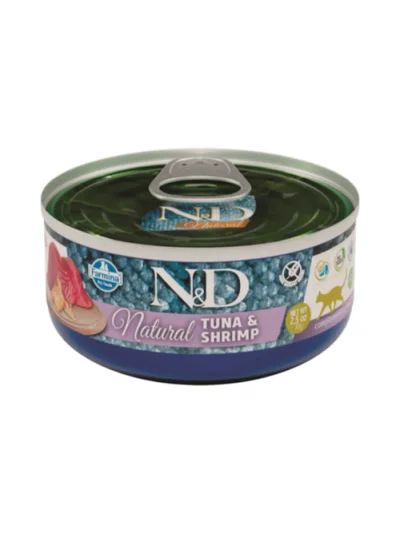 N&D Natural Tuna Ve Karidesli Yetişkin Kedi Yaş Maması 70 Gr