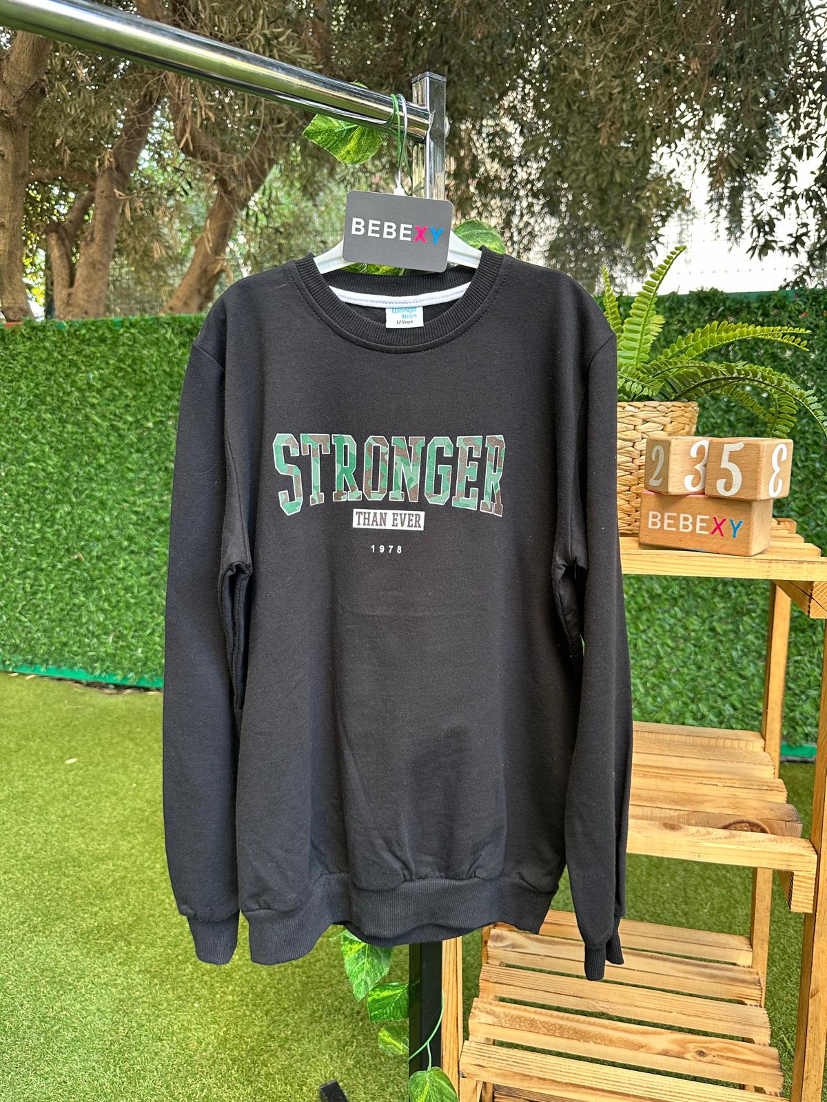 Stronger  Desenli  Sweatshirt  Siyah