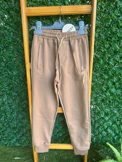 Düz Eşofman Fermuarlı Altı Camel Rengi