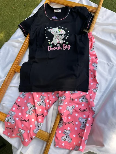 Kuala Desenli Siyah Pijama Takımı