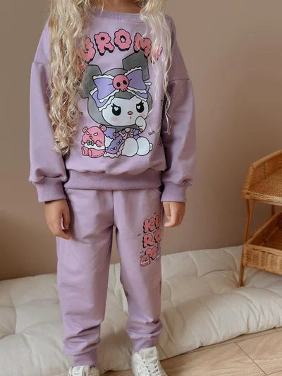 Kuromi Mor  Baskılı Alt Üst Takım 1