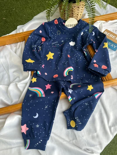 Yıldız Desenli Pijama Takımı Lacivert