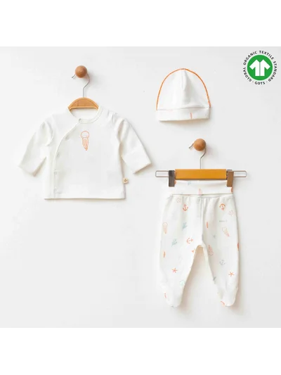 Ahtapot Desenli 3 Parça Zıbın Set