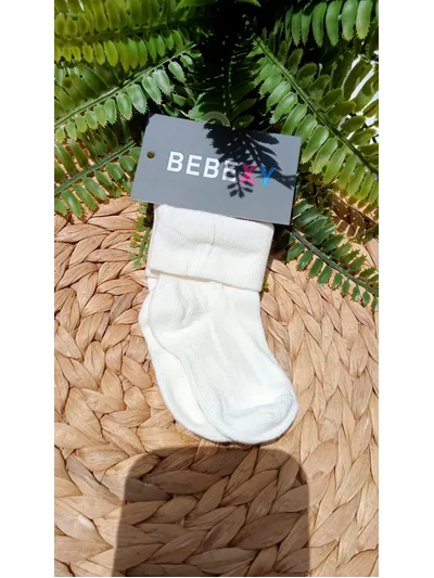 Bebek Soket Çorap Kıvırmalı Beyaz