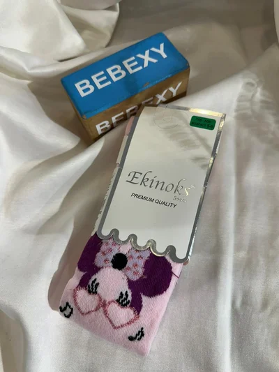 Mor kulak mıckey desenli  Kız Külotlu Çorap 