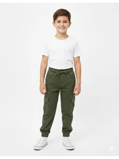 Kargo Cepli Gabardin Pantolon Haki