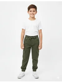 Kargo Cepli Gabardin Pantolon Haki