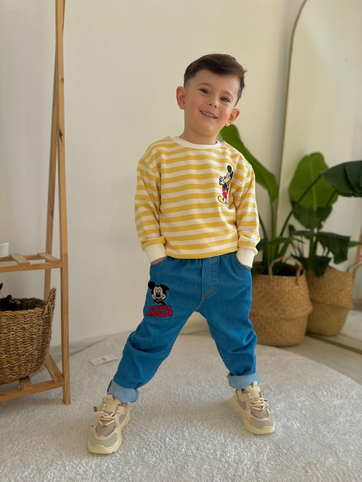 Mickey Alt Üst Kot Takım  Sarı