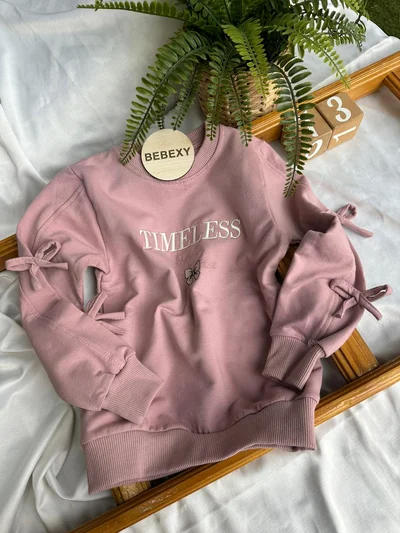TIMELESS Yazılı Pembe Sweat