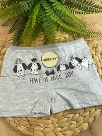 Kız Çocuk Boxer Köpek Baskılı Gri