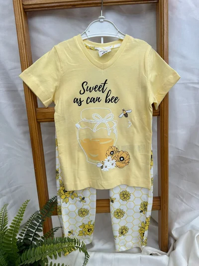 Arı Çiçek Baskılı Pijama T.