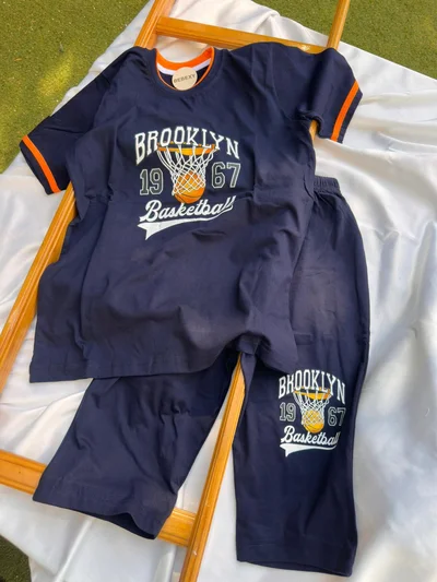 Basketball Desenli Lacivert Pijama Takımı