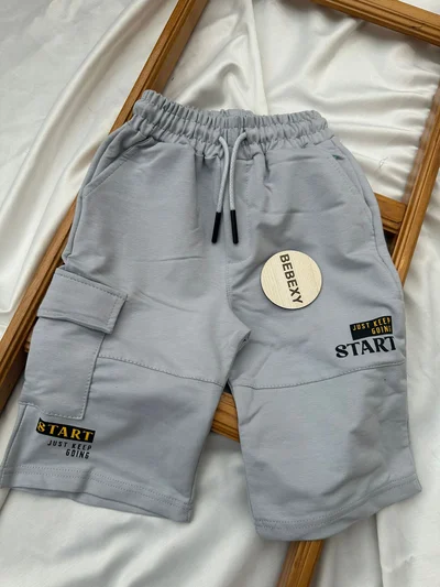 Start Baskılı Şort Gri