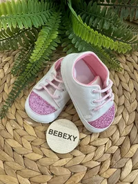 Bebek Ayakkabısı Simli Pembe