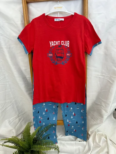 Yacht Club Yazılı Erkek Pijama Takımı