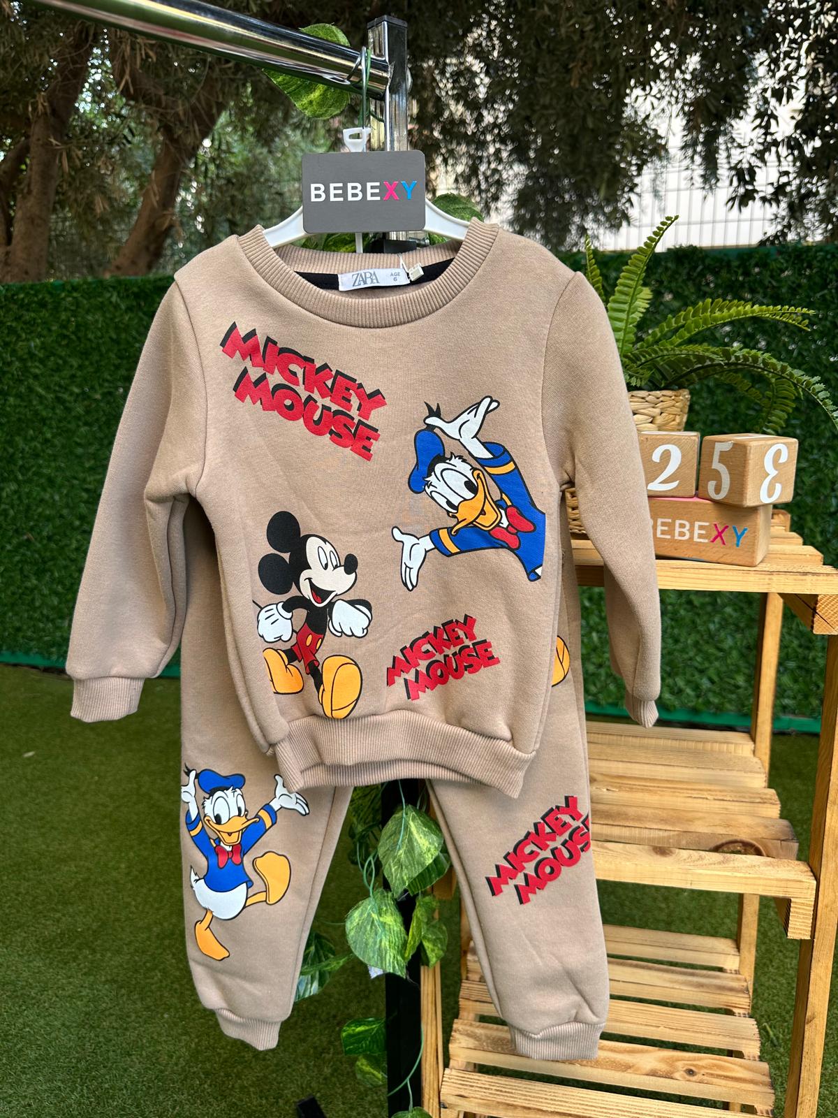 Mickey Baskılı Alt Üst Takım Kahve