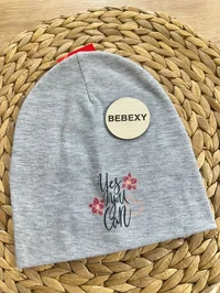 Çocuk Penye Şapka Çiçek kalp Baskılı
