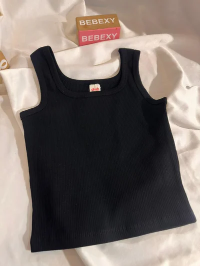 Kalın Askılı Fitilli Siyah Body