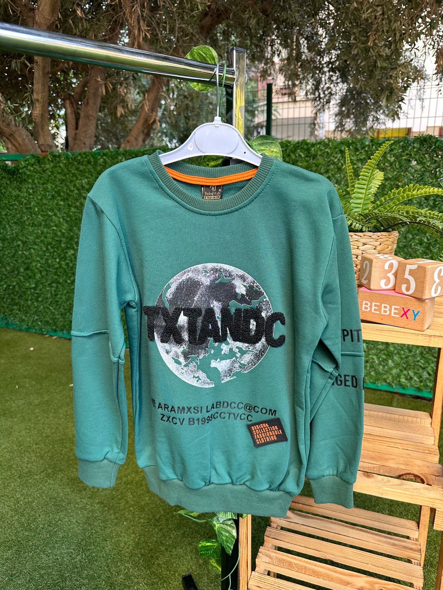 TXTANDC Desenli  Sweatshirt  Yeşil