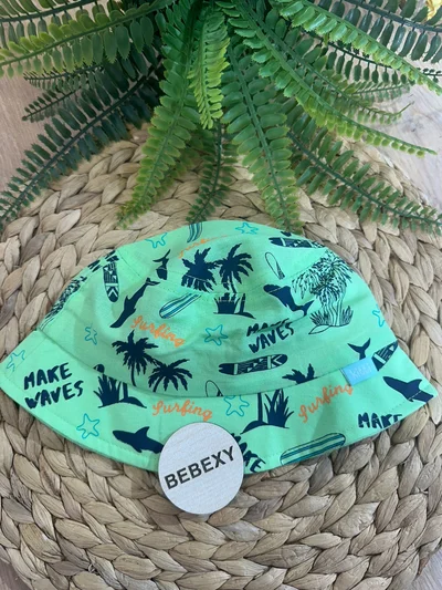 Çocuk Erkek Fötr Şapka Make Waves Yazılı Yeşil