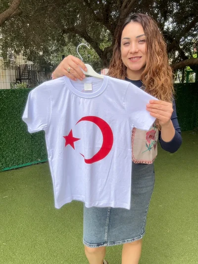 Ay Yıldız Baskılı Tişört Beyaz