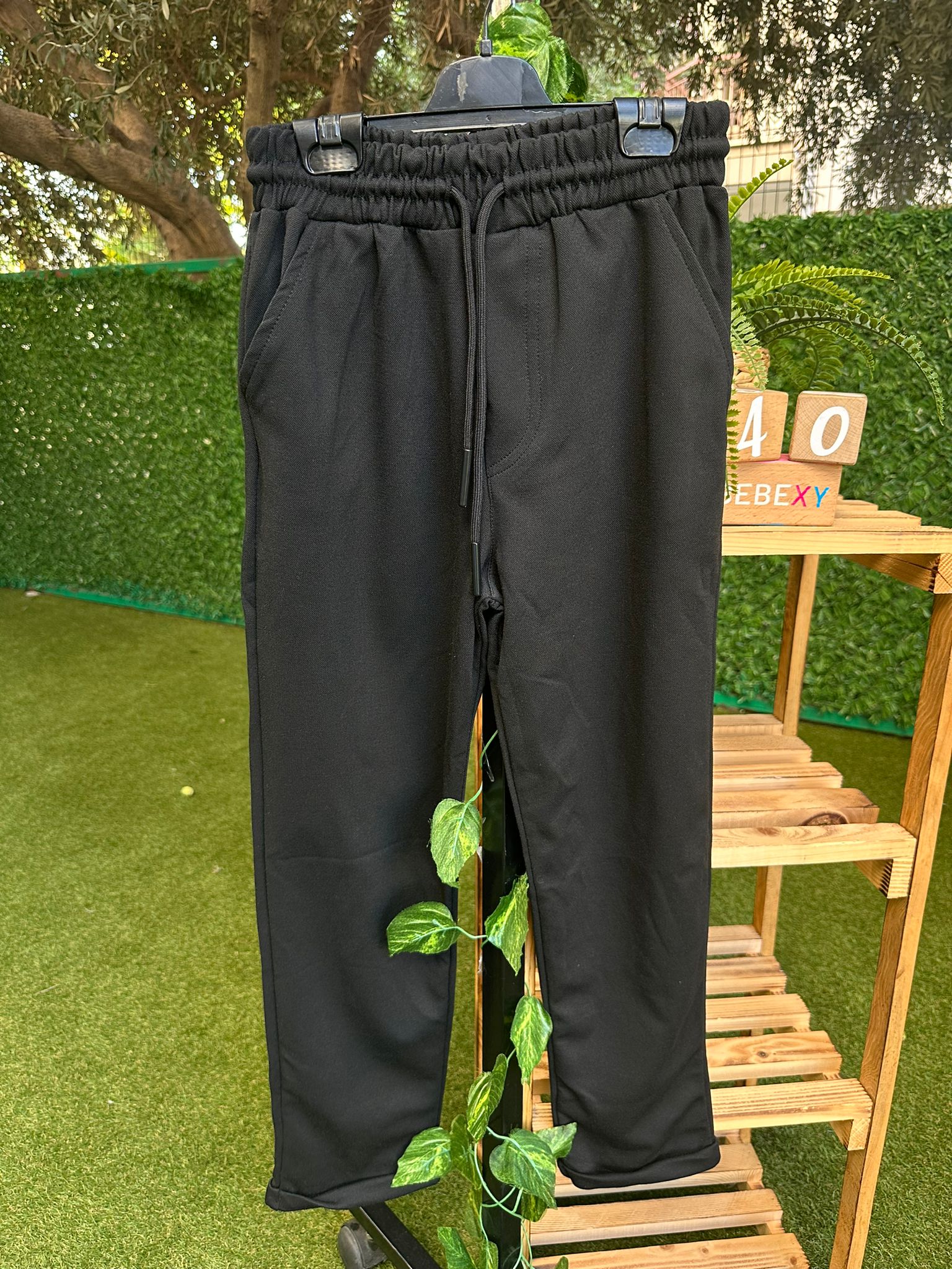 Önden İpli Arka Cepli Unisex  Pantolon  Siyah