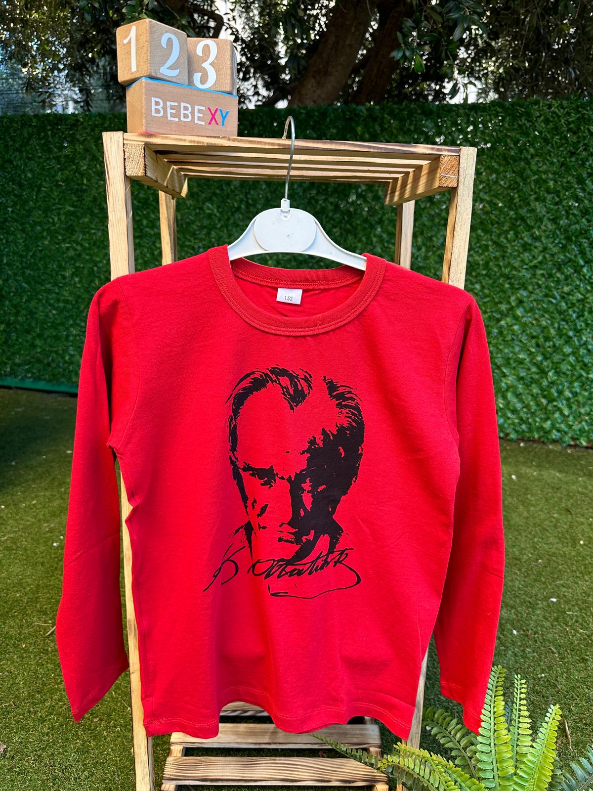 Atatürk Baskılı Uzun Kol Body Kırmızı