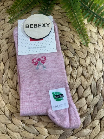 Fiyonk Detaylı  Çorap  Pembe