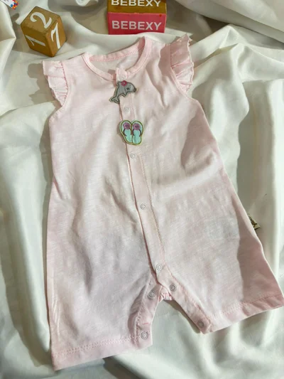 Süs Detaylı Penye Tulum Pembe
